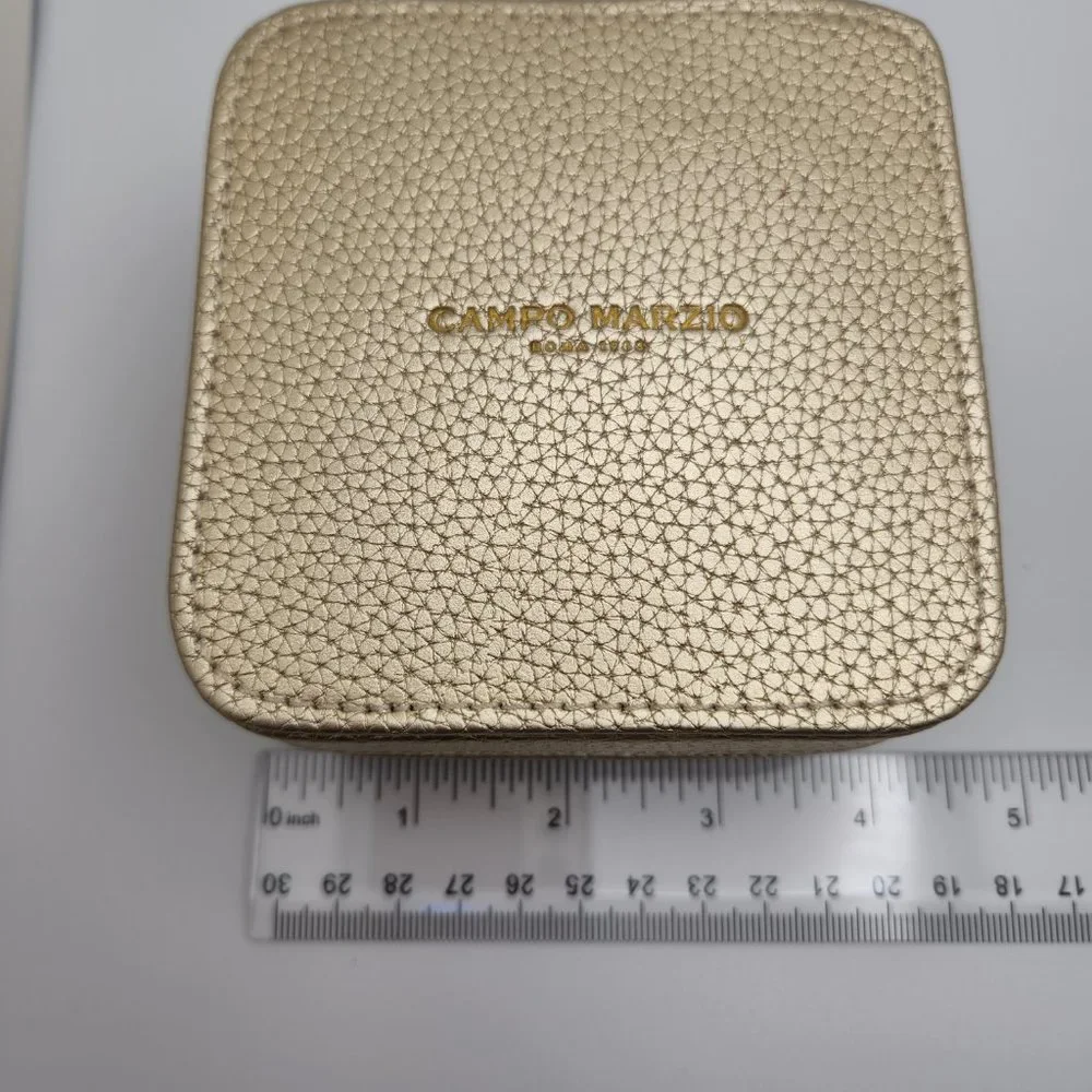 Leather Travel Jewelry Box by Italian Designer Campo Marizo - Gold - Picture 6 of 10
